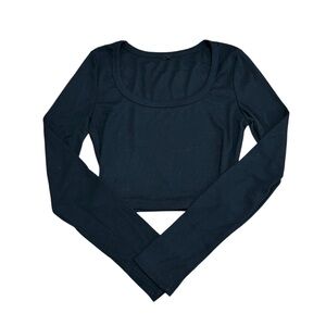black ribbed crop long sleeve